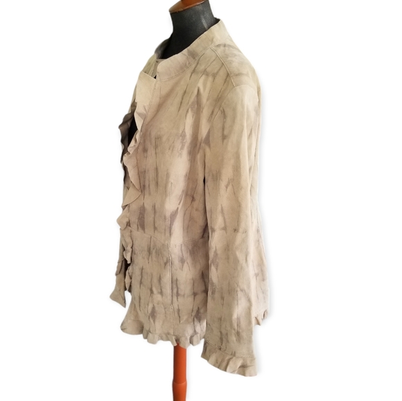 Chi by Falchi, XL size Boho distressed, stone-wash-style 100% suede jacket - Picture 5 of 11